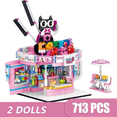 713PCS Small Building Blocks Bricks Compatible Friends City Food Coffee Shop House toys for girls boys kids child gift Plastic
