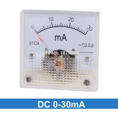 91C4 Ammeter DC Analog Current Meter Panel Mechanical Pointer Type 1/2/3/5/10/20/30/50/100/200/300/500mA/100uA/500UA