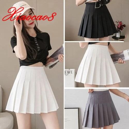 White Black Gray Plated Mini Skirt 2021 Summer A Line Short Skirts For Women Sexy Club Clothes Teenager Students Girls Skirt