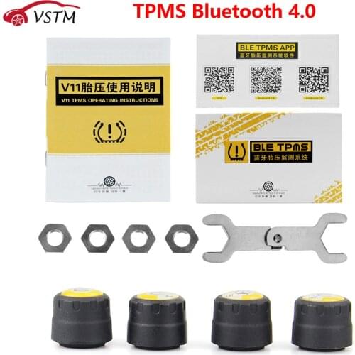 Wireless Motorcycle Bluetooth Tire Pressure Monitoring System TPMS Mobile Phone APP Detection 2 External Sensors