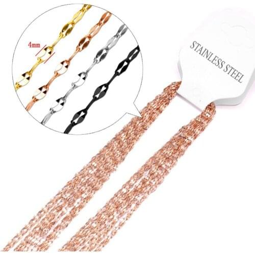 100% Stainless Steel Chain Bluk For Jewelry Making 4mm Width Metal Rolo Link Chain Bulk Cadenas Wholesale 20pcs