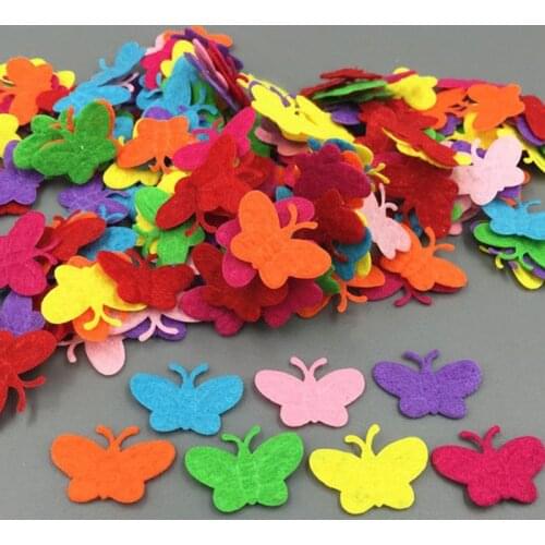 DIY 200 Mixed Colors Die Cut Felt Circle Cardmaking decoration Butterfly shape 22mm