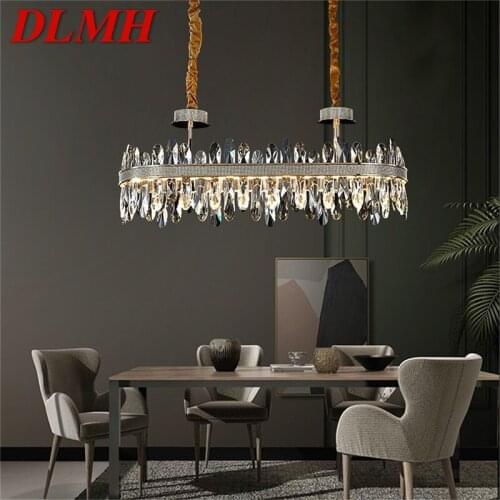 DLMH Chandelier Oval Pendant Lamp Postmodern Creative Crystal Light Fixture for Home Living Dining Room