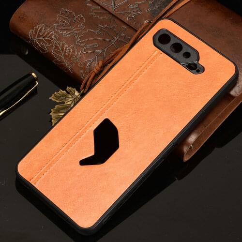 For Asus Rog Phone5 5G Bumper Case PU Leather Texture Back Panel on Rog Phone 5 Case Rog5 360 Protect Armor Cover Shockproof