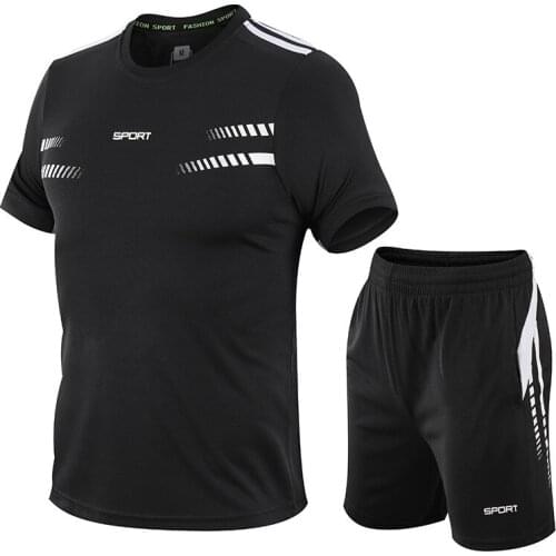 Football Jersey Men Clothes Set Football Training Suit 2 Pcs Short Sleeve T-shirt + Shorts Sports Suit Male Sportswear Tracksuit
