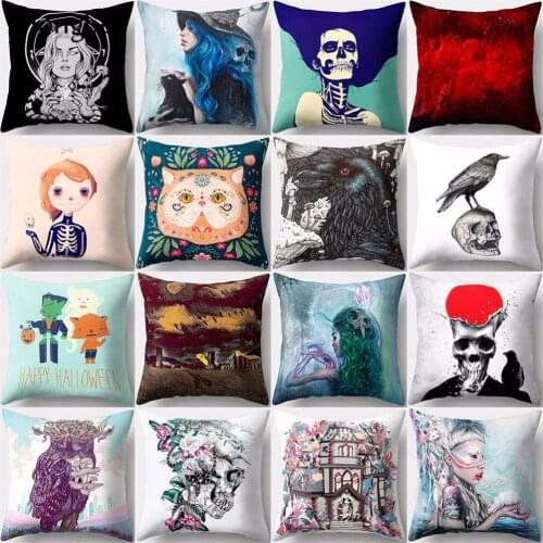 Hongbo 1 Pcs Skull Women Pillow Bird Owl Girls Pattern Home Decor Throw Decorative Pillows Pillowcase Cushion Cover