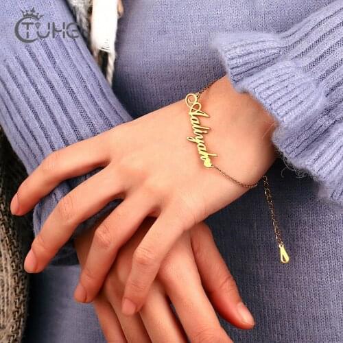 Personalized Customized Name Bracelet Women Kids Solid Stainless Steel Gold Silver Color For Women Mens Fashion Jewlery Gift