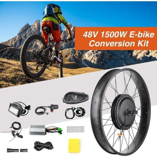 Electric Bike Conversion Kit Rear Motor & Rim Kit 48V 1500W E-Bike Motor Kit Brushless Controller PAS Sensor Bike Brake Shifter