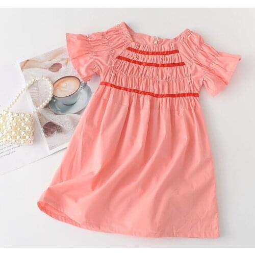 Summer Grils Ruched Dresses Children Cute Princess Vestidos Party Clothes 3-7Y Girl Clothes New Fashion Baby Girls Casual Dress