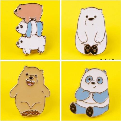 New Funny Little Bear Animal Cartoon Brooch Cute Grizzly Bear Panda Ice Bear Denim Backpack Pendant Kawaii Brooch Children Gifts