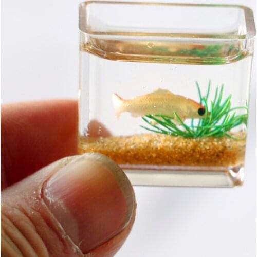 Dollhouse Miniature Fish Tank Pretend & Role Play Furniture Toy for DIY Dollhouse Accessories Interactive Toy 1:12 Scale