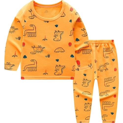Fashion Toddler Infant Baby Kids Boys Girls Clothes Two Piece Cartoon Printed Long-Slevee T-Shirt + Pants Home Outfits Set#g4