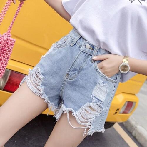 Girls Fashion Jeans 2021 New Korean High-Waisted Loose Shorts Summer Thin Section Was A-Line Wide-Leg Hot Pants Simple Traf