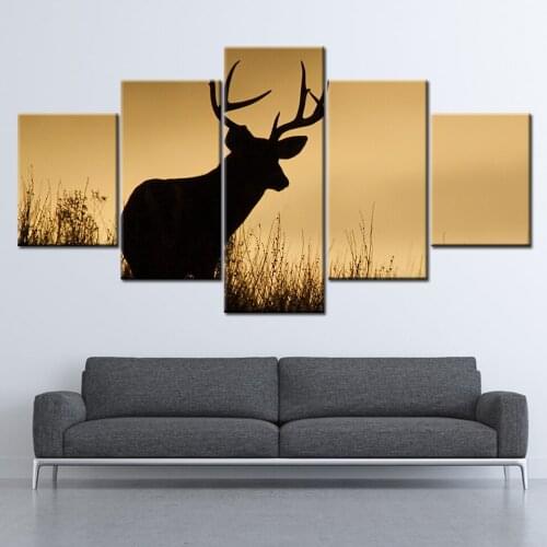 Canvas Wall Art Modular Pictures Home Decor 5 Pieces Paintings deer Living Room HD Printed animal landscape Posters Framework