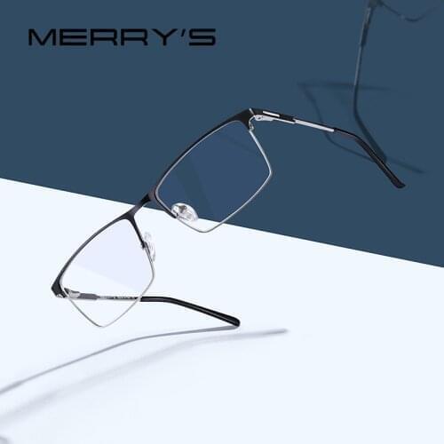 MERRYS Men Titanium Ultralight Alloy Glasses Frame Male Square Eye Myopia Prescription Eyeglasses Male Half Optical S2047
