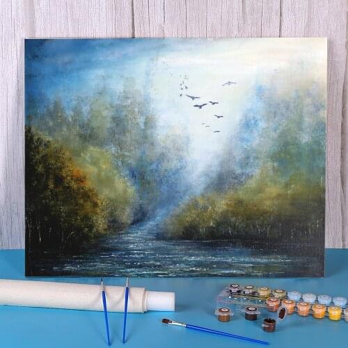 Natural Scenery Hazy Morning DIY Paint By Numbers Complete Kit Acrylic Paints 50*70 By Numbers Photo Loft Wall Handiwork