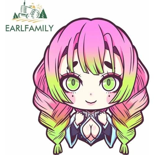 EARLFAMILY 13cm x 11.1cm Beauty Car Stickers and Decals for Demon Slayer Anime Cartoon Decal Cute Decoration Car Assessoires