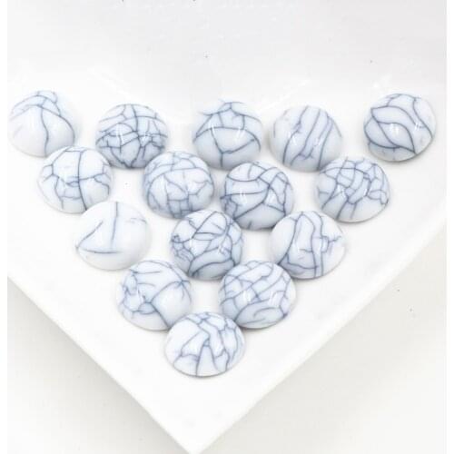 New Fashion 40pcs 8mm 10mm 12mm White Color Crack Style Flat Back Resin Cabochons Cameo