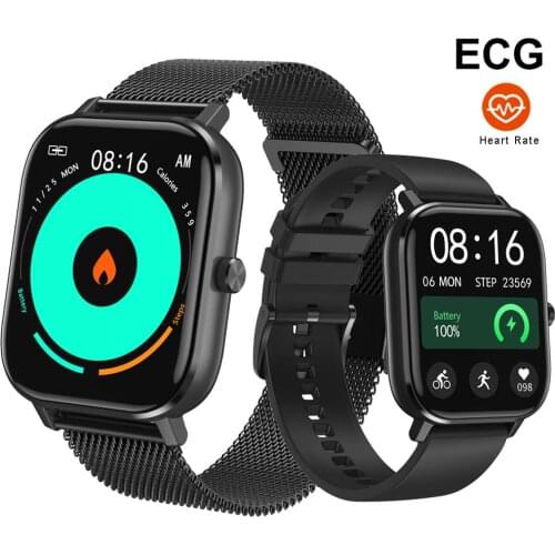 2021 Newest Smart Watch Heart Rate Monitor Fitness Tracker Women Men Smartwatch Call Messages Reminder Steel/Rubber Wristband