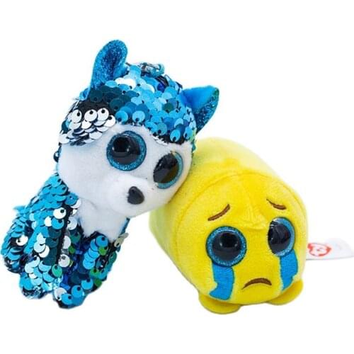 New Ty Beanie Big Eyes 4 inch 10 cm Sequins Blue puppy yellowCrying face Plush Dolls Collectible Stuffed Toy Child Birthday Gift