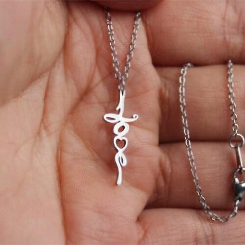 1pc New Design Love Heart Stainless Steel Pendant Necklace Letter Necklaces Women Girls New Year Jewelry Gift
