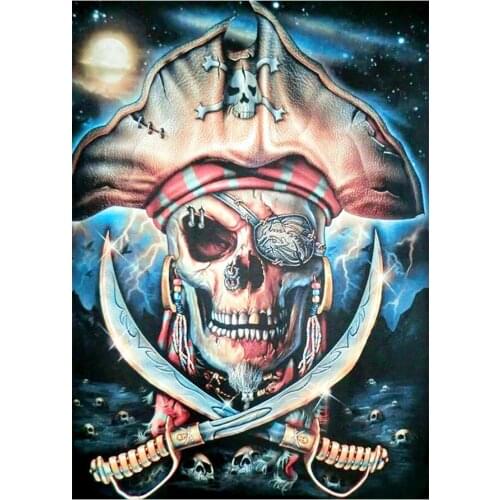 Pirate Skull Diamond Painting Round Full Dril Halloween Portrait Nouveaute DIY Mosaic Embroidery 5D Cross Stitch Home Decor Gift