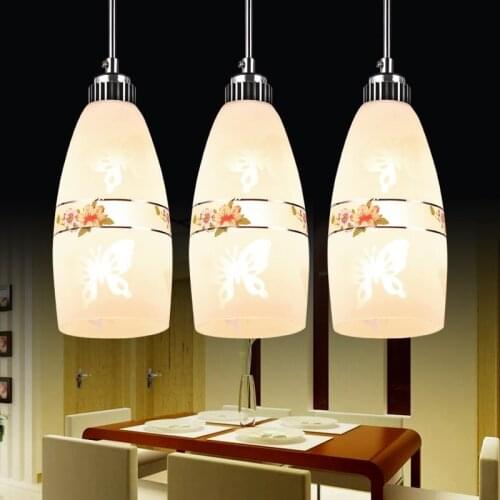 Restaurant pendant lights simple modern creative 3 head fashion glass bar dining table personality led lamps pendant lamp ZA811