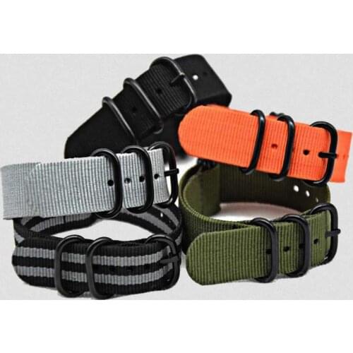 Five rings black buckle strap nylon strap 20MM 22MM 24MM spot new NATO canvas strap Suitable for Panerai watches army strap