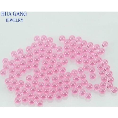 Pink Stone Round Loose CZ Beads Cabochon Cut Synthetic Gems Cubic Zirconia Bead For Jewelry Making Size 6mm~12mm Wholesale