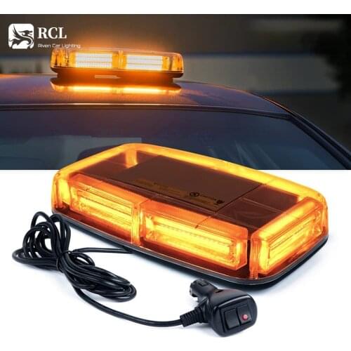 Burst Series 12V COB LED Amber/Yellow Roof Top Emergency Hazard Warning LED Mini Strobe Beacon Lights Bar w/Magnetic Base