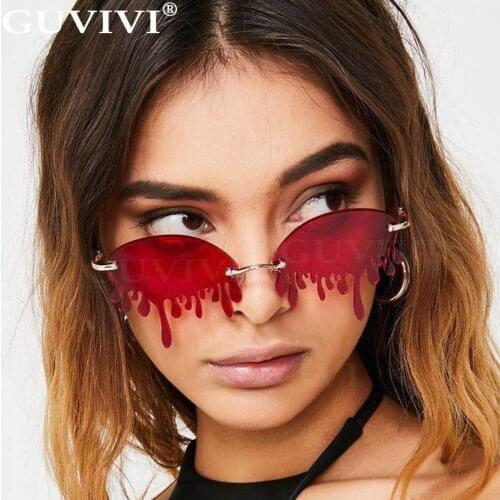 Rimless Steampunk Sunglasses Women 2020 Fashion Retro Vintage Sunglasses Men Frameless Punk Tears Shape Sunglasses Eyewear UV400