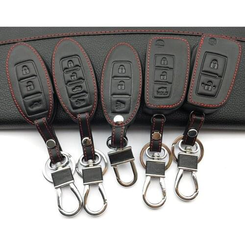 Car styling car leather remote control car key cover for Nissan Tiida Livina X-Trail T31 T32 Qashqai Teana 3 buttons Key Shell