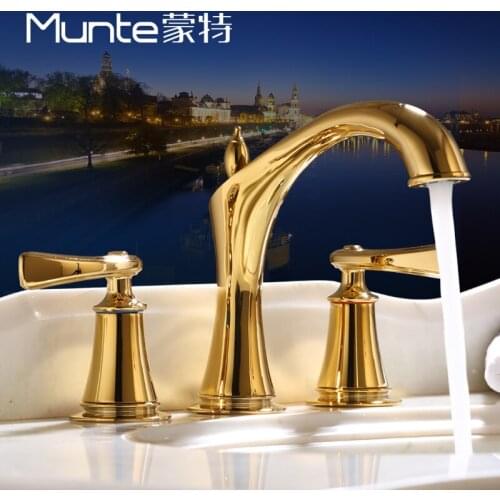 Tillard rod three-hole table titanium hot and cold washbasin wash table wash table washbasin basin faucet