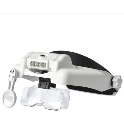 Magnifying Glasses Rechargeable LED Light Lamp Head Loupe Headband Magnifier Eyewear Glasses 1X-3.5X Repair Magnifier