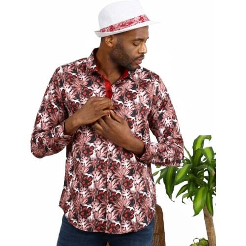 Semco 2021 Spring Autumn Fashion Man Slim Floral Print Long Sleeve Shirts Brand Summer Casual Floral Spring Slimfit Oxford