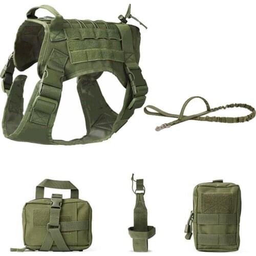 Military Tactical Dog Harness Service Dog Vest Outdoor K9 Police Harness Training Hunting Breathable Dog Molle Vests with Leash