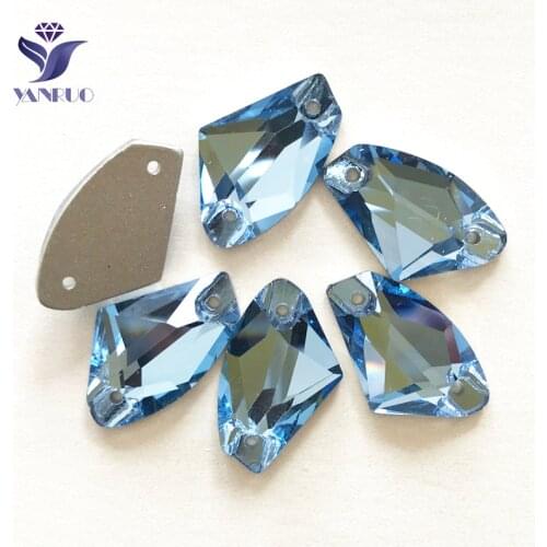 YANRUO 3256 All Sizes Aquamarine Galactic Crystal Sew On Rhinestone Strass Flat Back Stones For Clothes Decoration