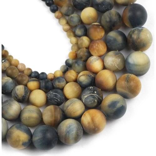 YHBZRET Natural Matte dream Tiger Eye Round Loose Stone Beads For Jewelry Making Diy Bracelet Necklace 4/6/8/10/12mm Strand 15