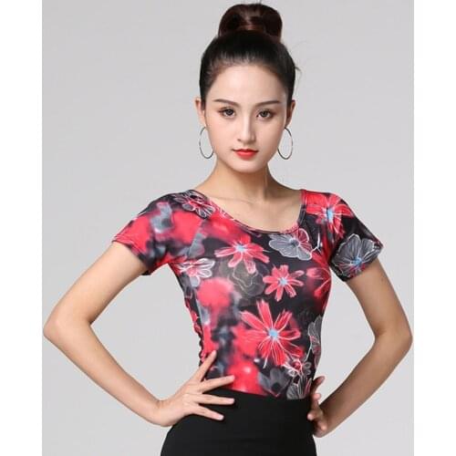 Short Sleeve Boat Neck Women Latin Dance Tops Latin Dancing Cloth Practise Tango Chacha Dancing Performamnce SS047