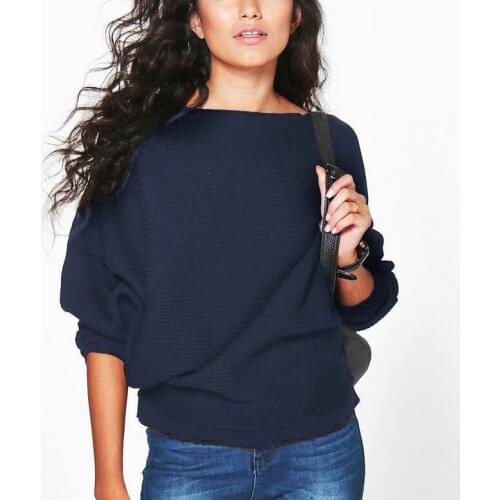 Women V Neck Loose Autumn winter sweater Casual Solid color Sweater Pullover Long Sleeve Pullovers Batwing Sleeve Sweater Tops