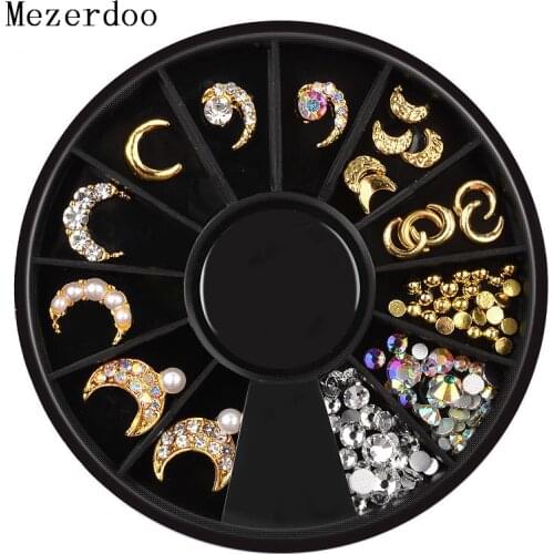 1 Wheel Moon Design Nail Art Tools Rivet Punk Crystal Rhinestone DIY Nail Jewlery 3D Nail Art Glitter Decoration for Manicure