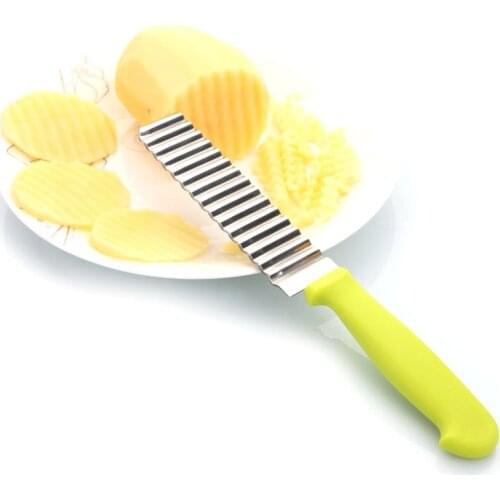1PCS/hot Stainless Steel Potato Chips Wavy Cutter Dough Vegetable Crinkle Slicer Knife Corrugated Knife Kitchen Accessories