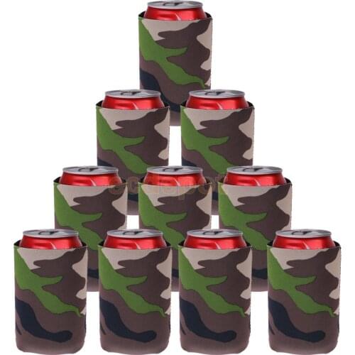 10pcs Camouflage Beer Can Cooler Soda Beverage Sleeve Holder Favour