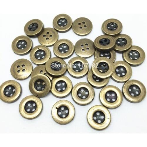 100pcs 13mm 4 Holes Plastic Material Antique Brass Buttons Sewing Jeans Shirts 4 Holes Button Garment Accessories Scrapbooking