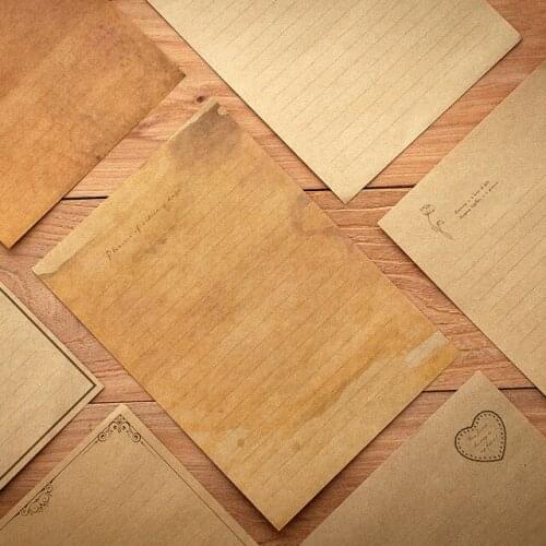 12 Pieces Of Kraft Paper Retro Style Greeting Letter Paper / Writing Paper Office Supplies Set 2021 School Stationery Letter