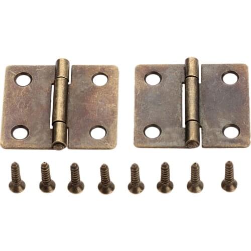 2Pc 38x34mm Antique Bronze Furniture Cabinet Drawer Door Butt Hinge Jewelry Wood Box Decorative Hinge Vintage Furniture Hardware