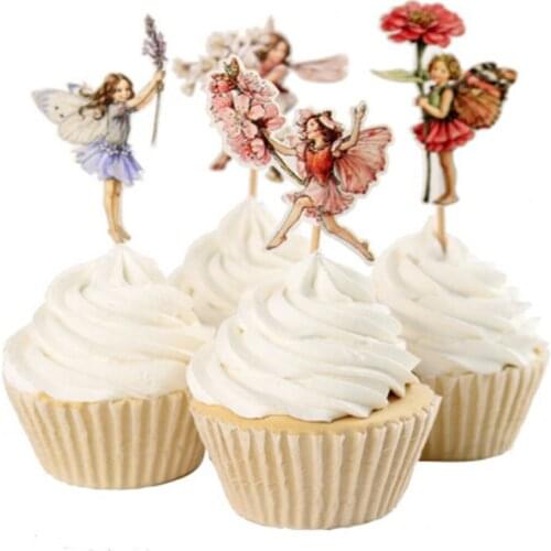 24Pcs FairyCake Topper Cloud Cake Flags Birthday Kids Favors Cake Decoration Cupcake Topper for Wedding Dessert Table Decor
