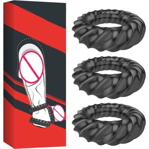 3PCS Set Penis Ring Erection Ejaculation Time Delay Sex Toys Cockring Ball Lock Scrotum Rings Sex Adults Product Cock Ring Sexy