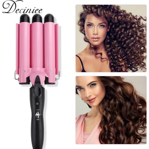 3 Barrel Curling Iron Wand Temperature Adjustable 5 Size Perm Splint Ceramic Triple Barrels Hair Waver Portable Hair Iron Curler