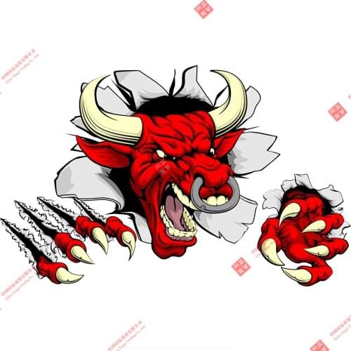 Three Ratels FC898 3D cow red of bull car sticker Vinyl Decals Motorcycle Accessories sticker